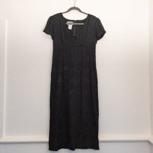 Excellent of Hawaii Black Maxi Dress Rayon Short Sleeve Made in Hawaii M